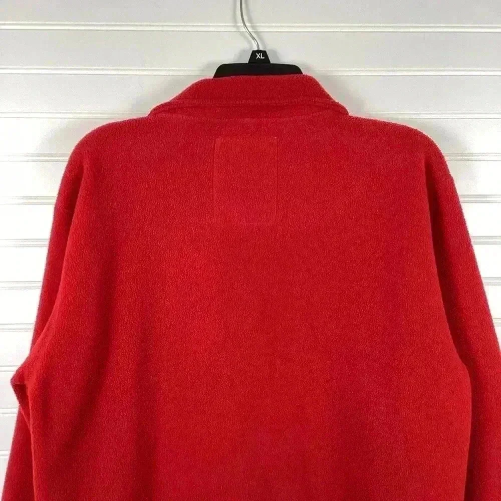 J.Crew Red Men's Full-zip Fleece Jacket  Size Medium 100% polyester
